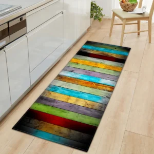 Colourful Wood Pattern Kitchen Mat