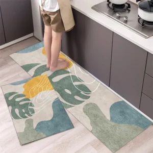 Abstract Leaf design kitchen floor mat